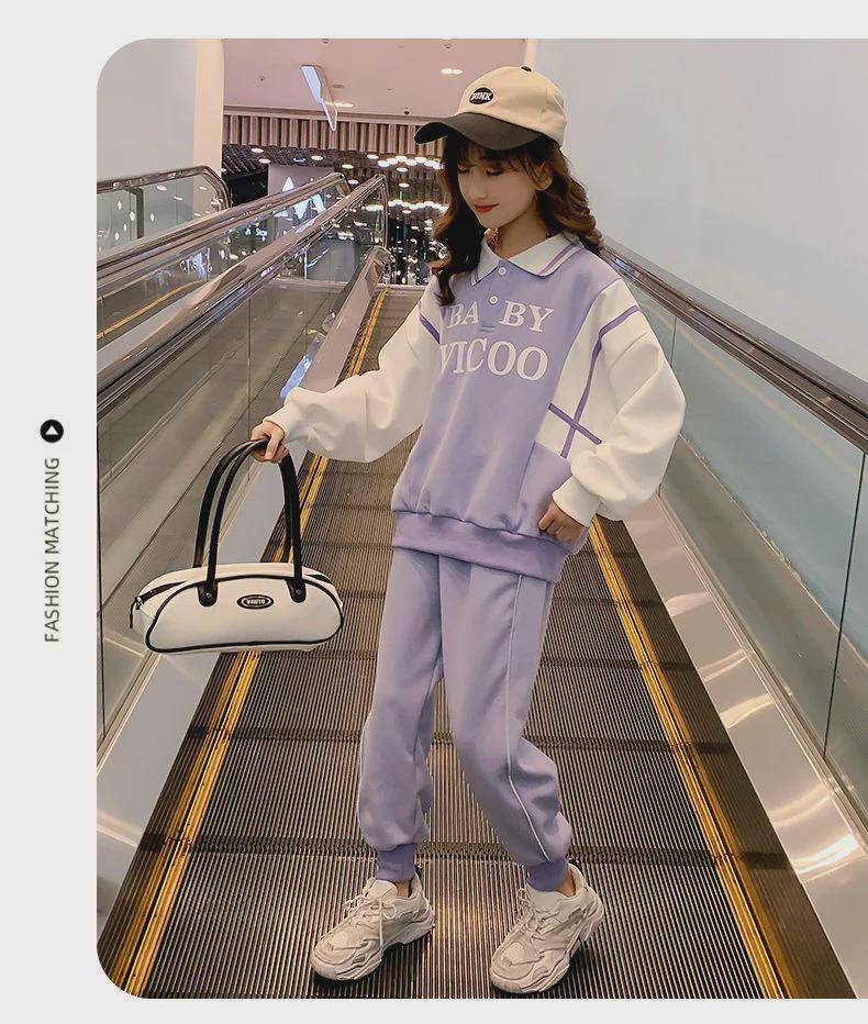 Mode de printemps pour filles: Ensemble de sport décontracté tendance bicolore pour enfants