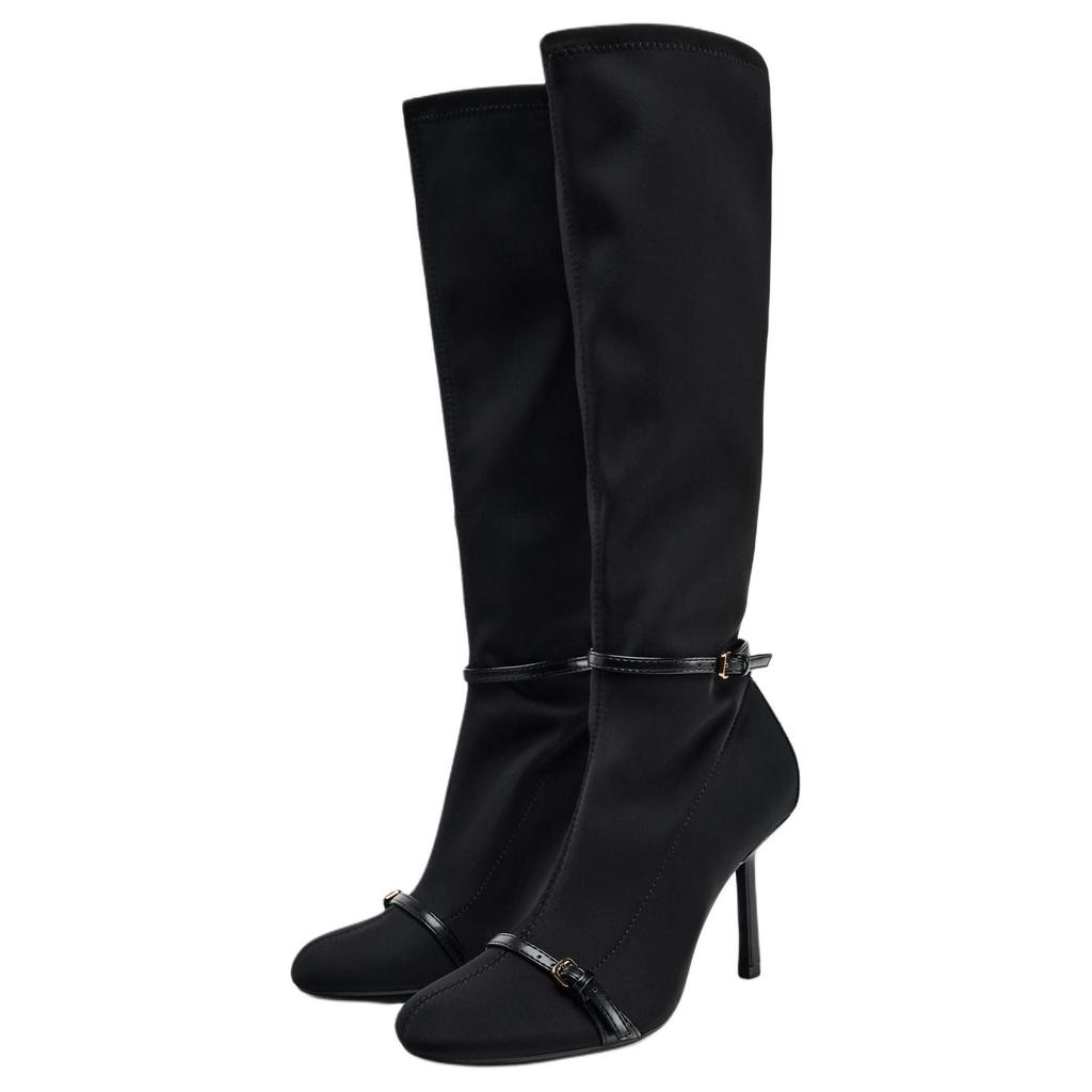ZARA Elegant Vintage High Heels Knee-High Boots 8.5cm Women boots Black 13148410800