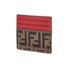 Fendi F Is  Gold Logo FF Pattern Embossed Leather Card Holder Women Accessories Red 8M0445AAIIF13VJ