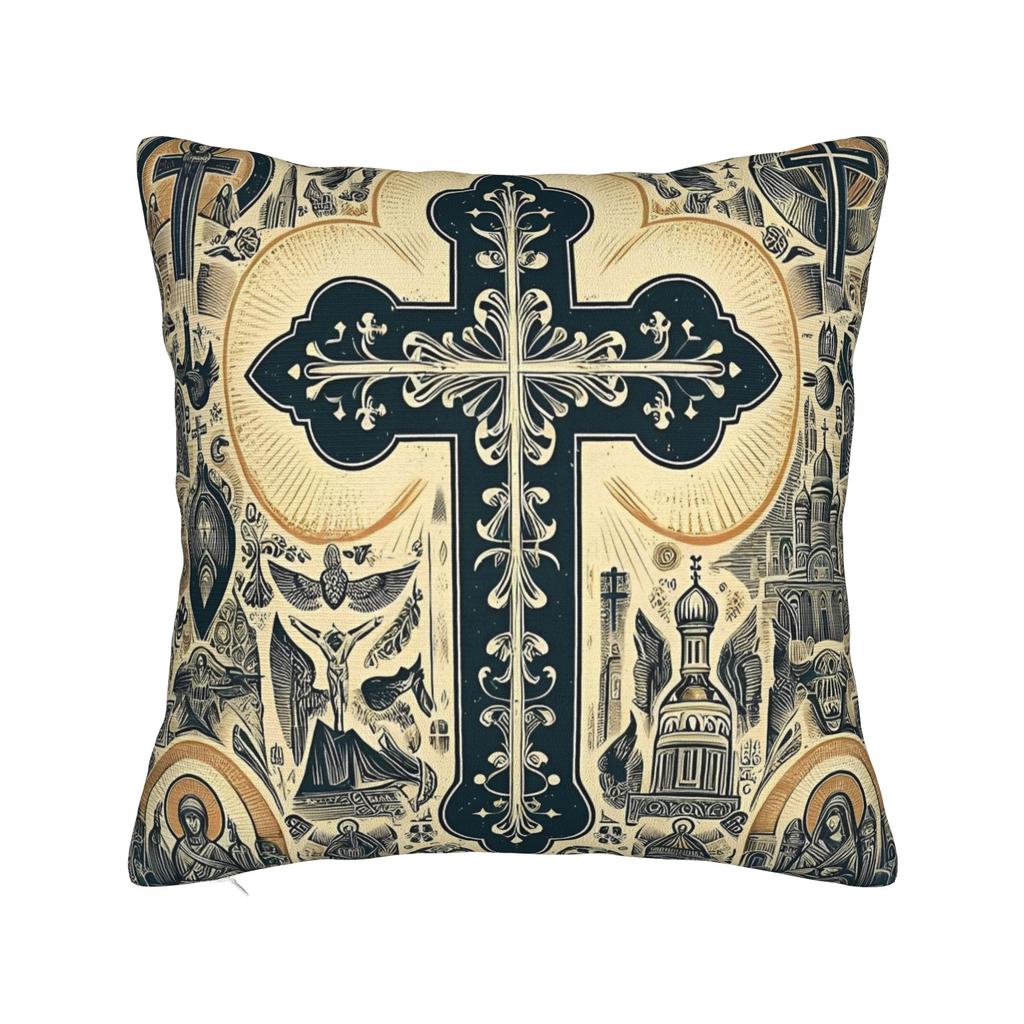 Christliche Kissenhülle Polyester Kissenbezug Dekorativ Gott segne Jesus Christus Zierkissenhülle Zuhause Quadratisch cm