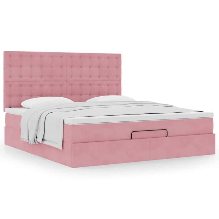 Ottomanisches Bettgestell - Maison Exclusive - Rosa Samt - 180x200 cm - Hydraulischer Stauraum