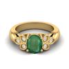 8x6MM Oval Shape Emerald Gemstone 925 Sterling Silver Gold Vemreil Solitaire Women Wedding Ring