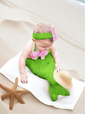 Newborn Baby Girl Wool Knitted Mermaid Costume Photography Prop