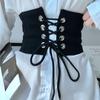 Adjustable Wide Belt PU Leather Waist Corset Punk Elastic Cummerbunds  Girl
