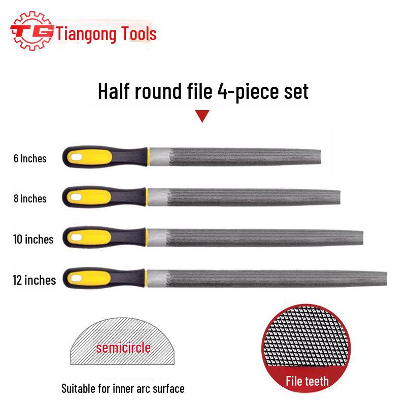 Tiangong High Carbon Steel Woodworking File Set: Triangular, Poking Knife, Round File for Benchwork and Grinding.