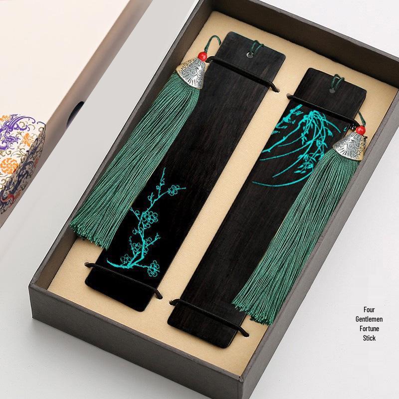 Rosewood Hollow Design Bookmark In Gift Box - Chinese Style Wooden Crafts Festival Gift