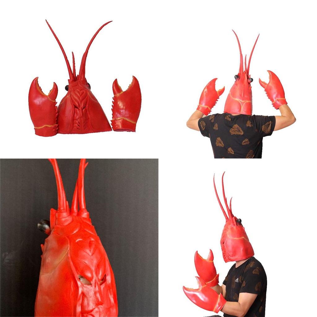 Colorful Dragon Lobster Headpiece Clawed Latex Gloves For Theatrical Performances Unique Cosplay Props
