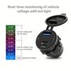 Quick Charging QC 3.0 USB Car Charger Socket with Voltmeter USB Charger Socket with Switch for Cars Motorcycles ATVs Boats