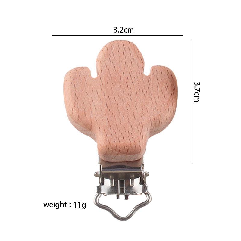 1Pcs Cute Modelling Beech Wood Pacifier Clip Baby DIY Cartoon Animal Wooden Log Pacifier Clips Nipple Chain Holder BPA Free