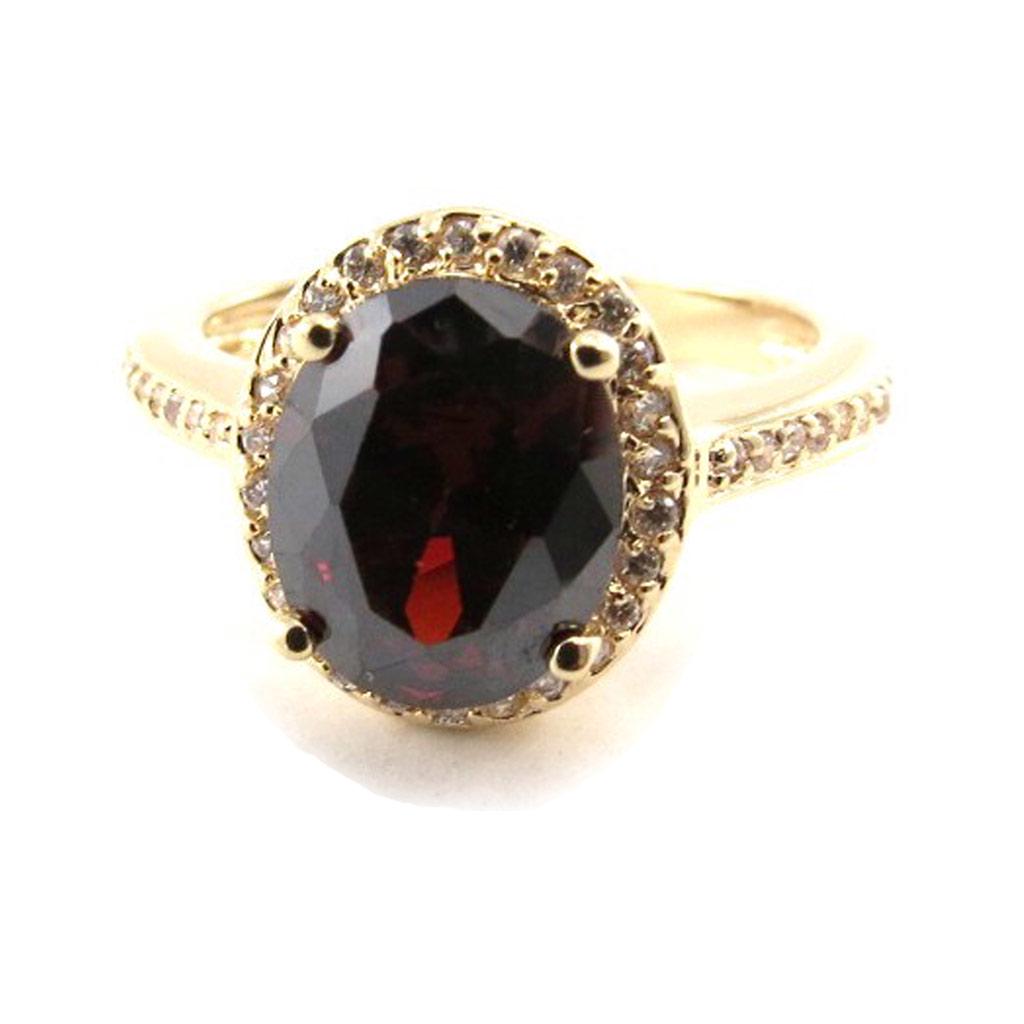 Gold Plated Ring 'Victorina' Golden Garnet - 12x11 Mm