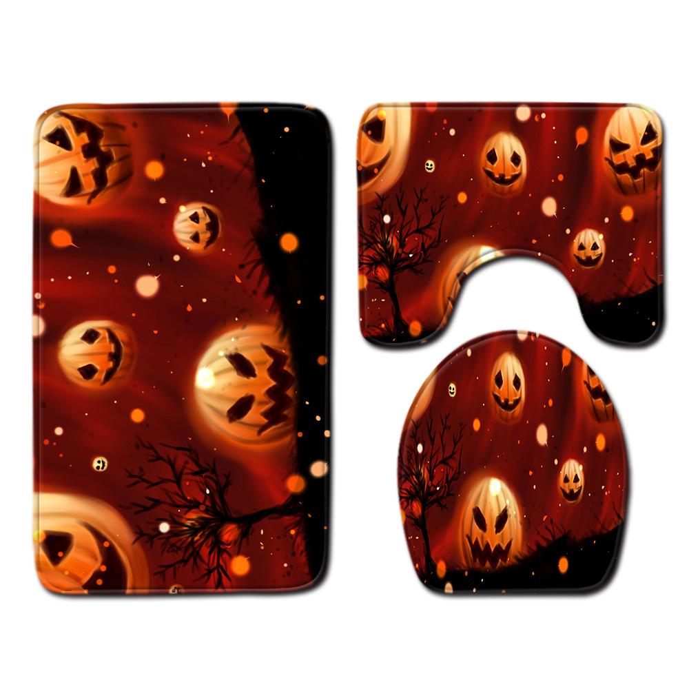 Halloween Toilet Three-Piece Floor Mat Bathroom Three-Piece Carpet Doormat