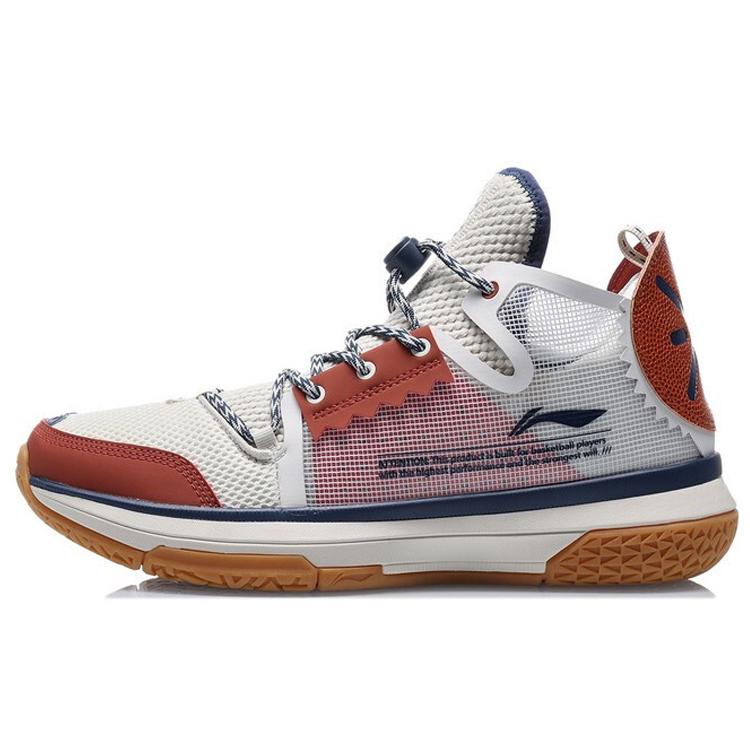 

Li Ning Wowls Cushioning Rebound Mid top Basketball Shoes Men s White Umber ABBQ007-1 41.5