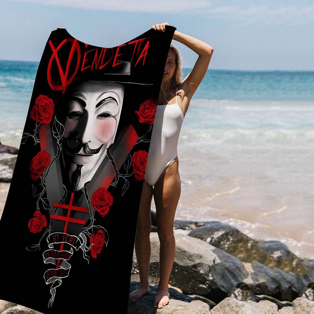Science Fiction Film V For V-vendetta Anime Beach Swimming Towel Soft Absorbent Washcloth Children's Gifts For Kids Travel Gym