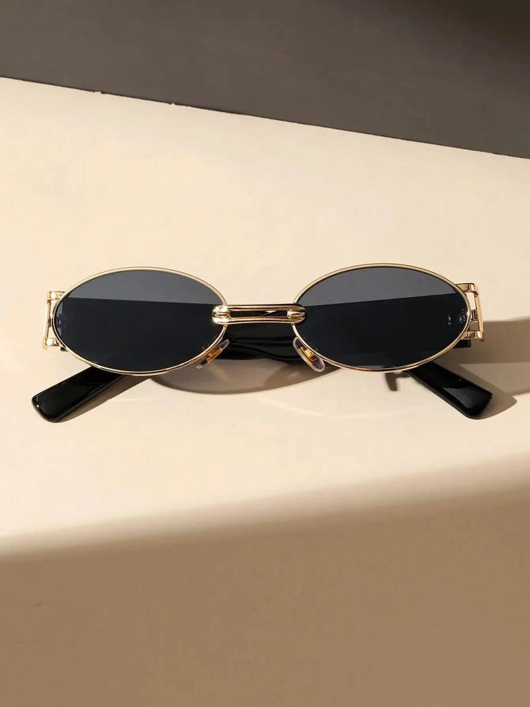 Vintage Small Oval Punk Sunglasses Women Men Steampunk Fashion Metal Frame Sun Glasses Trendy Shades For Beach Y2K Eyeglasses