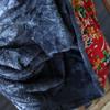 Johnature Women Plush Padded Print Floral Dress Vintage Stand Loose Long Sleeve Dresses Winter Cotton Linen Clothing