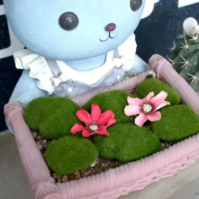 10Pcs Artificial Foam Moss Rocks Fake Green Moss Stone Micro Landscape DIY Crafts Home Garden Flower Pot Decoration