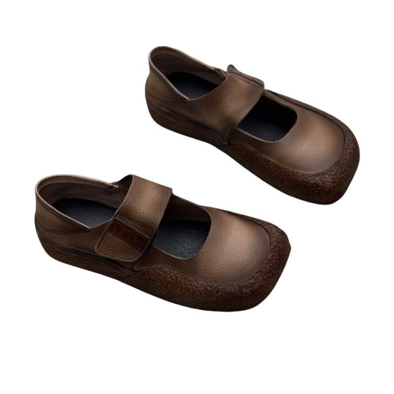Handmade Leather Single Shoes Vintage Flat Soft Leather Soft Bottom Cowhide Women's Shoes