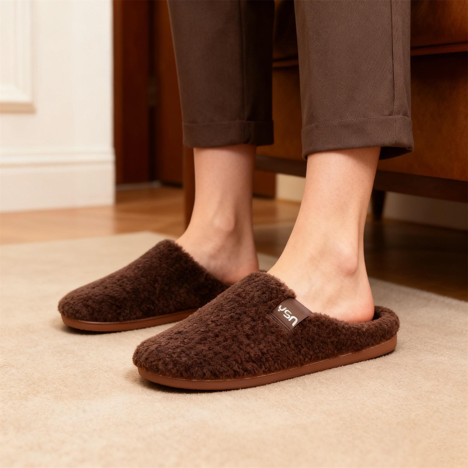 Women s Fashionable Warm Thickened Indoor Cotton Slippers 42 кофейный 1490₽