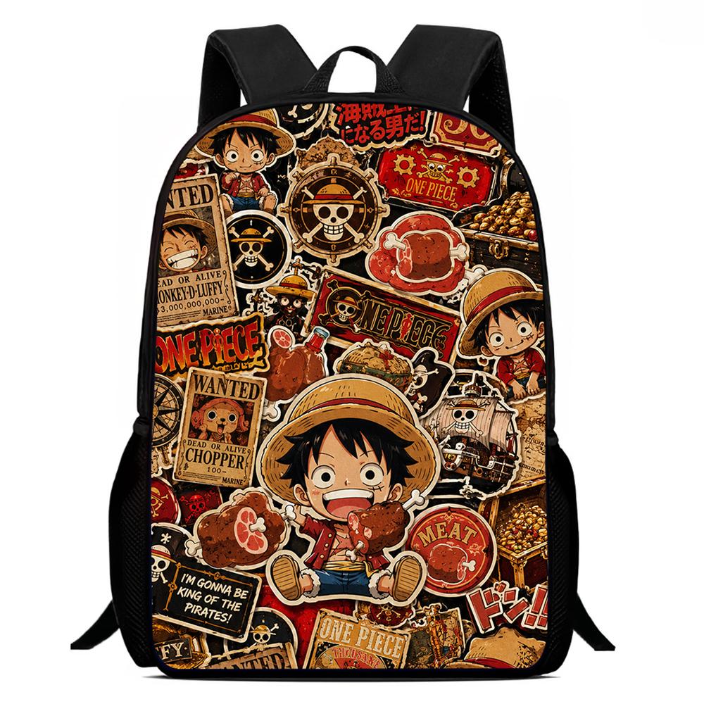 Mochila One Piece Escolar 15 Inch Cartoon School Backpack Large Capacity Durable Lightweight Adjustable Strap For Kids Ages 6-10