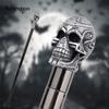 Silberner Gehstock aus Kunstharz mit Totenkopfkopf, modischer dekorativer Gehstock aus Stahl, eleganter Gehstock für Gentleman, Cosplay, 92 cm