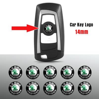 AFB1 2/5/10pcs 14mm Car Key Remote Fob Sticker for Rapid Fabia Octavia Yeti Superb VRS Scala Kodiaq Kamiq Auto Key Shell Decal