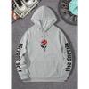 Rose Artistic Letter Printed Hoodies Casual Street Women Sweatshirts Comfortable Pullover Crewneck Loose Female Clothes