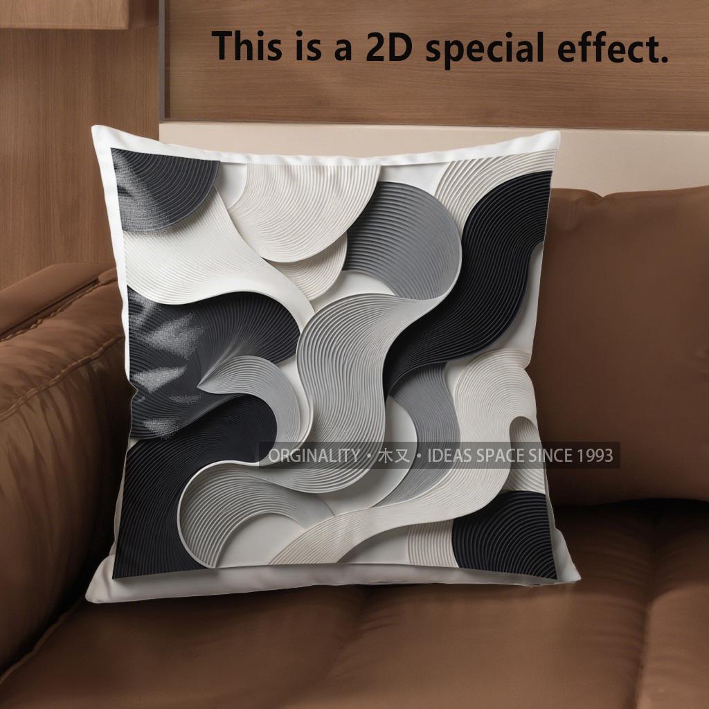 2D Abstract Black & White Patterned Pillow Covers Pattern Cushion Cover Suitable For Sofa Bedroom Car Pillow Cover