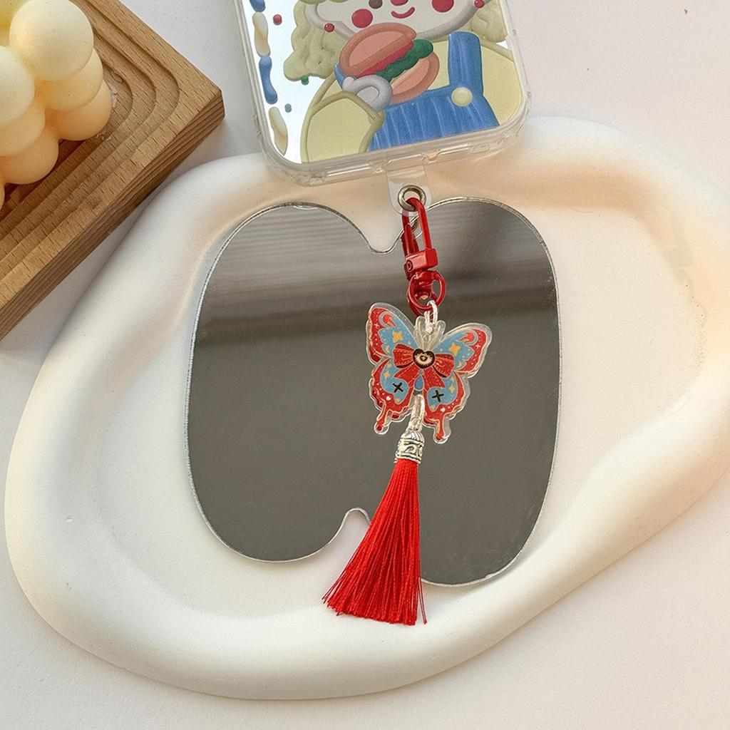 Chinese Style Butterfly Keychain Vintage Colorful Butterfly with Tassels Keyring Pendant Bag Charm Handbag Decoration