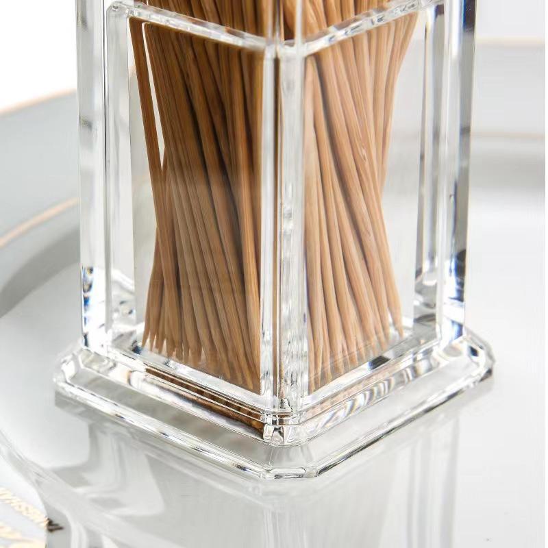 1pc Toothpick Holder Toothpick Storage Box Toothpick Box Thickened Acrylic Transparent Portable Home Storage Box YQH002