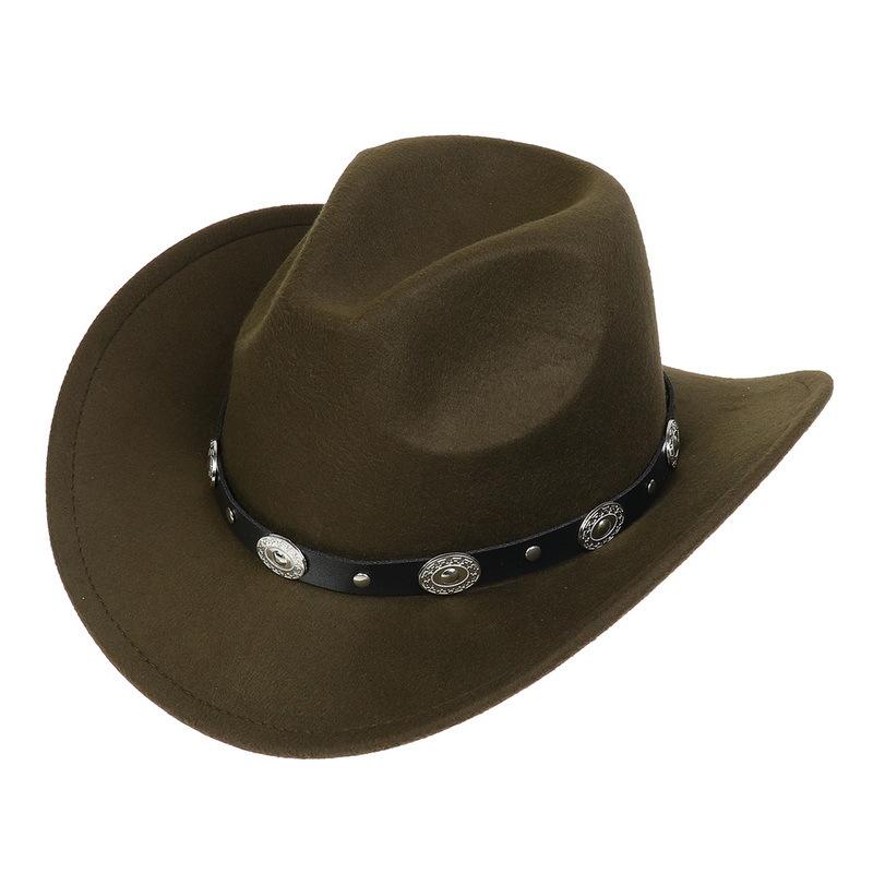 Western Cowboy Top Hat Spring And Autumn New Jazz Hat Big Brim Pentagram Belt Accessories Felt Hat Men And Women