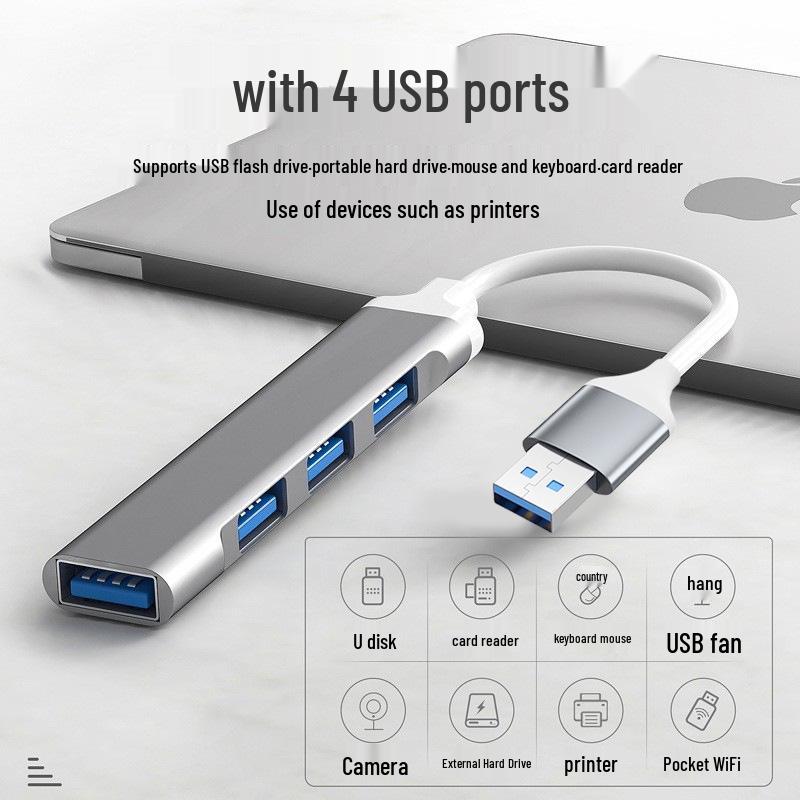 USB 3.0 Mini Aluminum Type-C 4-Port Hub Docking Station