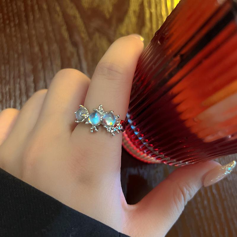 Moonstone Ring - Luxurious and Niche Design. Volcanic Zirconium Ring for The Index Finger. Versatile Bracelet.