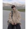 Men's Thickened Cotton-Padded Fleece Jacket, Stand Collar, Loose Fit, Warm Outerwear for Fall/Winter Students.