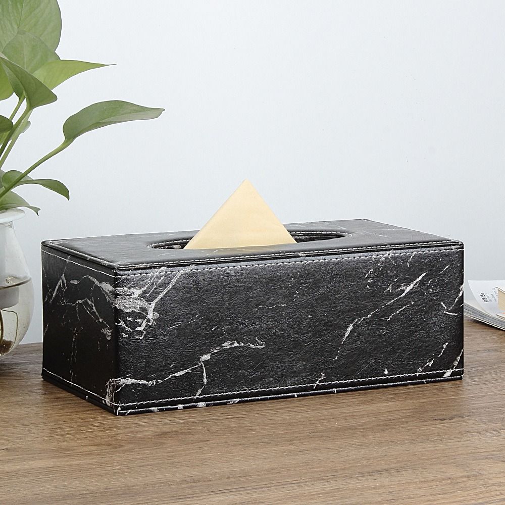 Large Capacity Marbling Leather Tissue Box Nordic Style Napkin Holder Paper Container  Restaurant