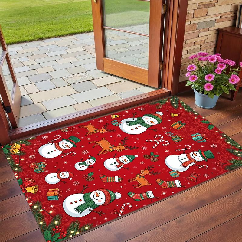 Christmas Printed Square Area Rug Soft Non Slip Floor Carpet For Bedroom Holiday Gift