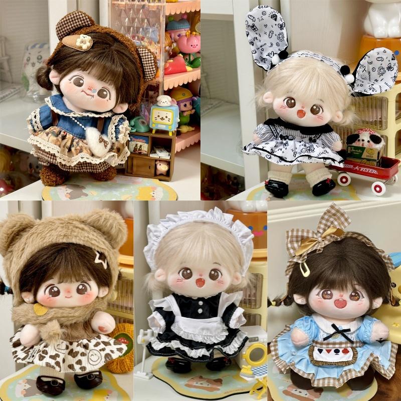 2025 New 20cm Plush Dolls Clothes Skirt with Headband Fashion 20cm Plush Doll Clothes Accessories