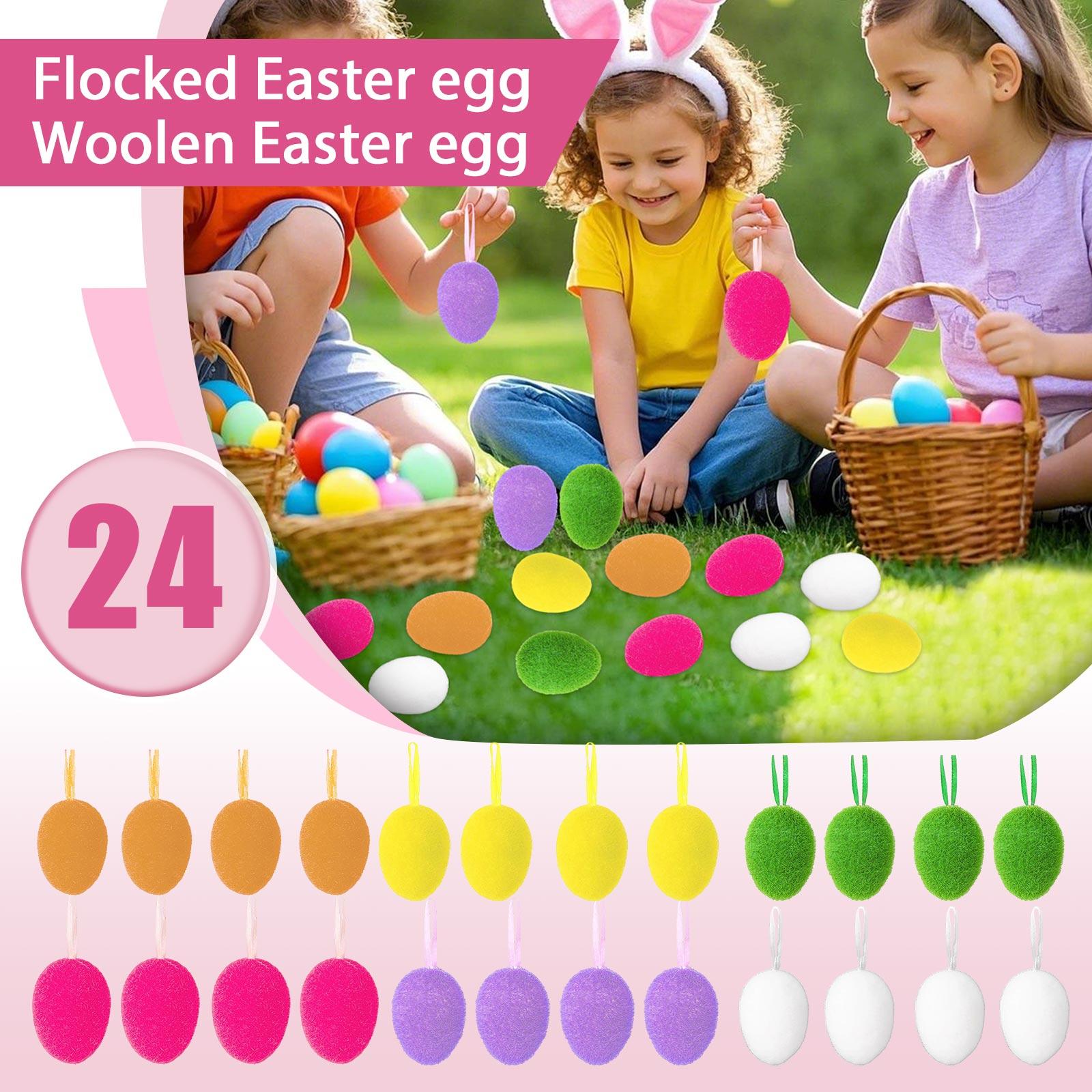 

24 Easter Eggs, Wool Easter Eggs, Filled With Foam Stuffing One Size