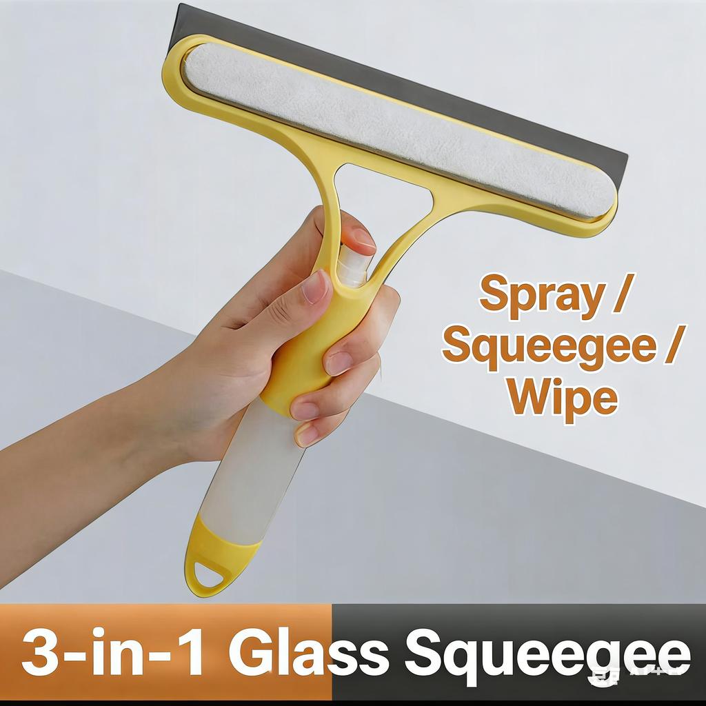 Mini Window Cleaning Squeegee 3 in 1 Multi Function Glass Mirror Microfiber Scrub Household Car Cleaner Tools