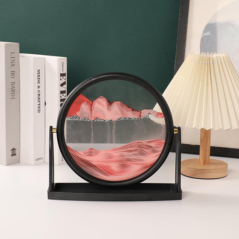 Rotatable Sandscape Moving Sand Art Picture Round Glass Deep Sea Quicksand 3D Hourglass Flowing Sand Painting Home Decor Gifts