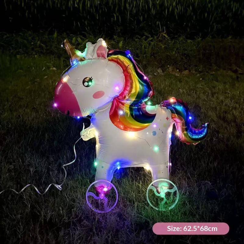 HUAHUAElephant Inspired Standing 4D Glow Foil Balloons with Wheels for Child's Birthday and Baby Shower DecorationsHUAHUA