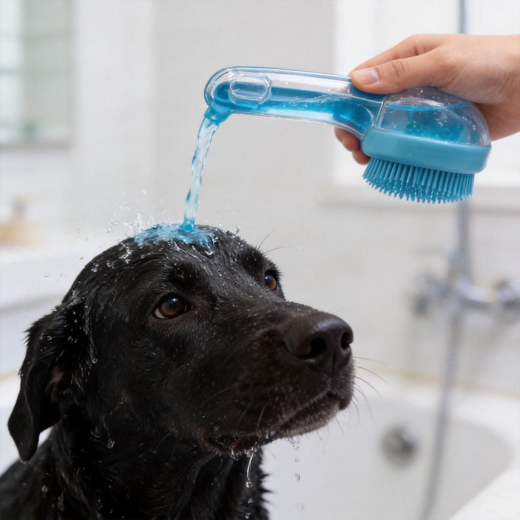 Pet Bath Brush Long Handle Silicone Grooming Tool For Dogs And Cats