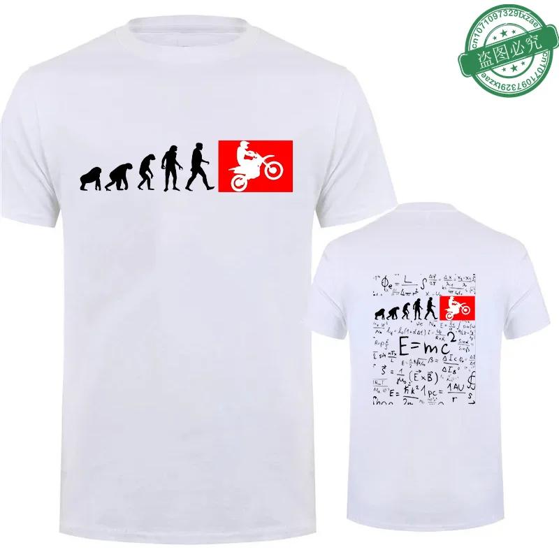 Vintage T-shirt for Men Human Evolution Motocross Design Tees Autocycle Motorbike Speedometer Double-sided Print Game Black Tops