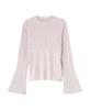 Natural Beauty Basic Light Green Ribbed Knit Sweater with Lame Flare Cuffs Women's