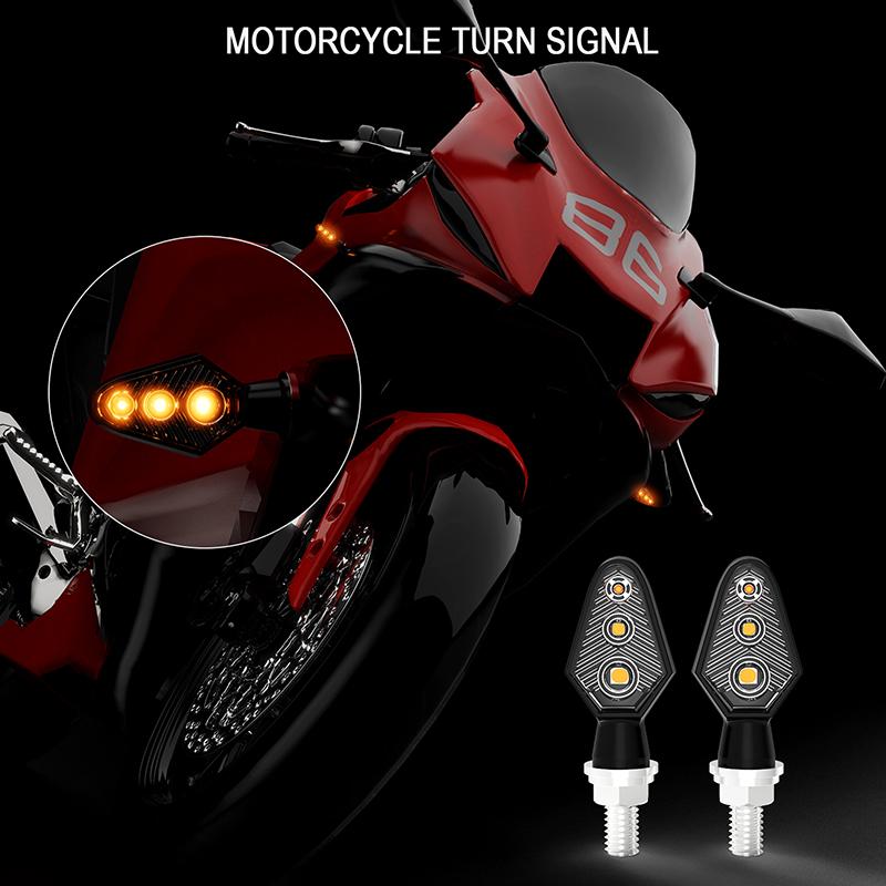 2Pcs Motorcycle Led Turn Signal Light Ip65 Waterproof Motorcycle Led Turn Signal Indicator 3 Led 12V Motorbike Accessories