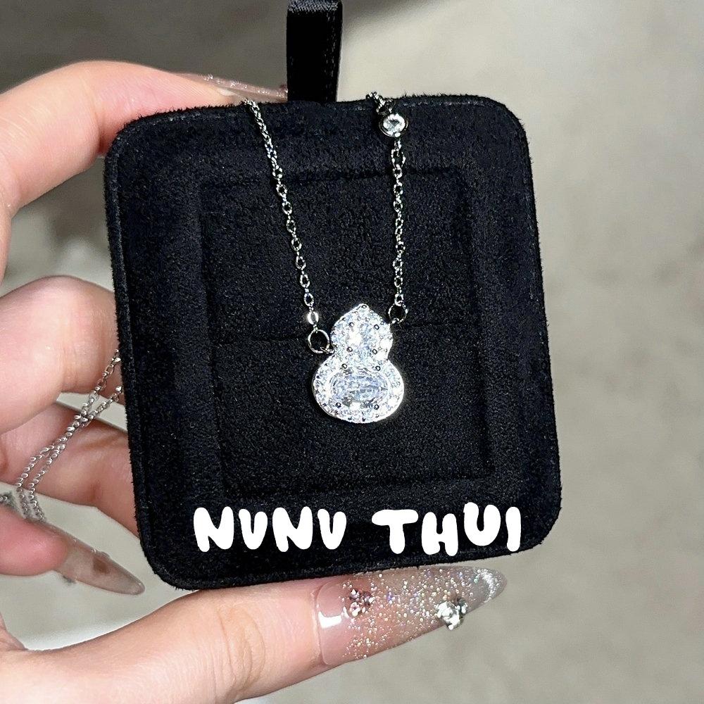 

Flower Silk Color, Fairy Chain 7A Natural White Crystal Small Light Bulb Pendant Necklace, New Chinese Gourd Flash Diamond Neck Chain