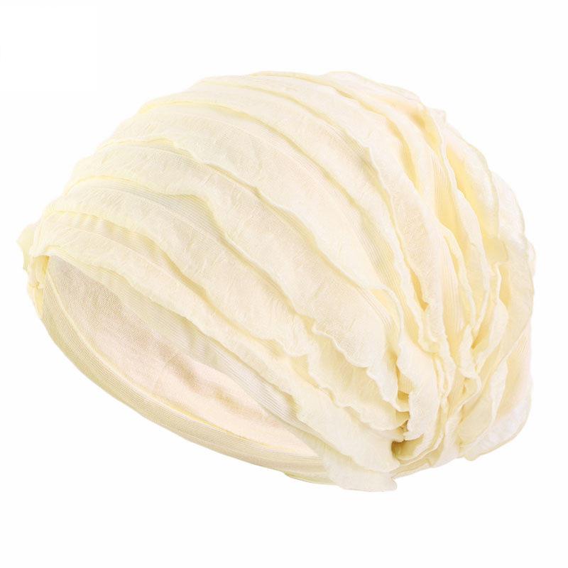 

Slouchy Baggy Turban Hat Pleated Ruffle Stretch Soft Hair Loss Headscarf Women Muslim Hijab Beanies Bonnet Chemo Cap Nightcap