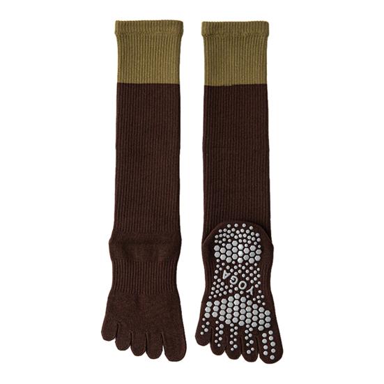 Five Toe Yoga Socks Women Breathable Cotton Knee High Socks Non Slip Sports Socks with Grips for Fitness Dancing Pilates Exercise