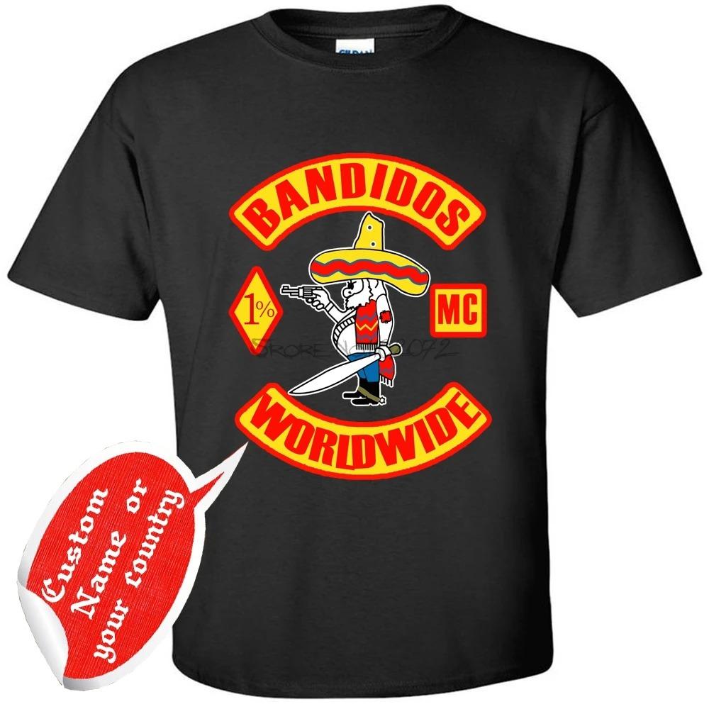 Bandidos Motorcycle Club Herren O-Ausschnitt T-Shirt Baumwolle Oversize Street Y2k T-Shirt Herren Schwarzes T-Shirt Sommer Mode Euro Größe Top T-Shirts