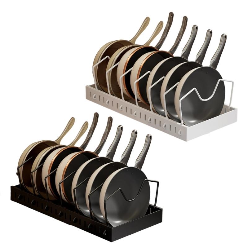 Organisateurs de cuisine réglables à 3 niveaux Design peu encombrant Accès facile Acier robuste pour casseroles, poêles, vaisselle et épices