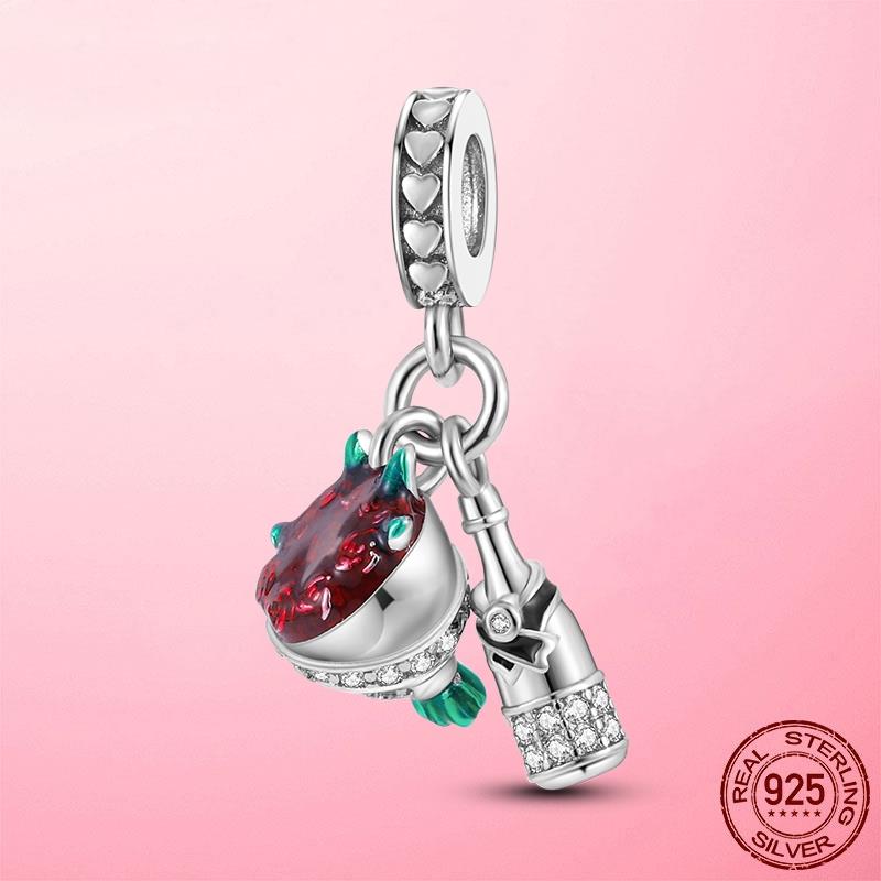 New 925 Silver Snake Coffee Cup Dog CZ Cactus Charms Beads Fit Original Women Bracelet Fine Silver Jewelry Gift